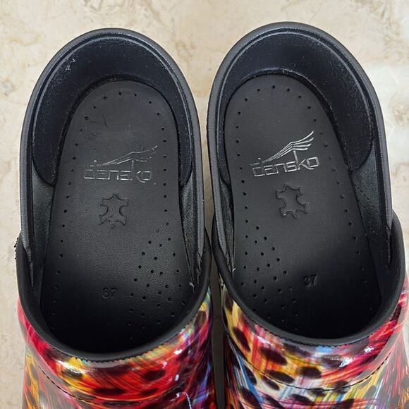 Dansko Professional Paint Storm Patent Leather Clogs Size 37 - Picture 10 of 12